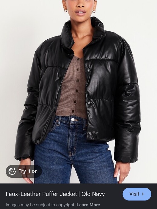 GAP Jackets & Blazers - GAP Black Faux-Leather Puffer Jacket